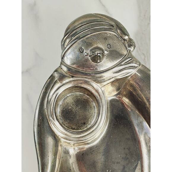 Christmas Towle Serving Tray Candy Dish Silverplated Penguin Shaped 12" Holidays - Picture 2 of 15